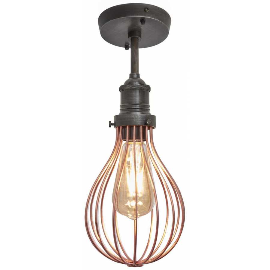 Industville Brooklyn Balloon Cage Flush Mount 6 Inch Copper