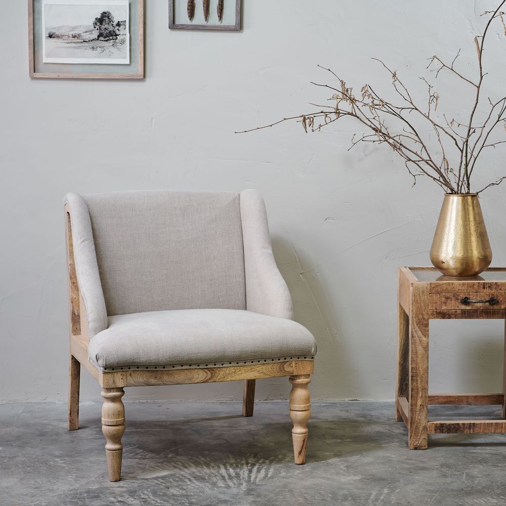 stone coloured armchair