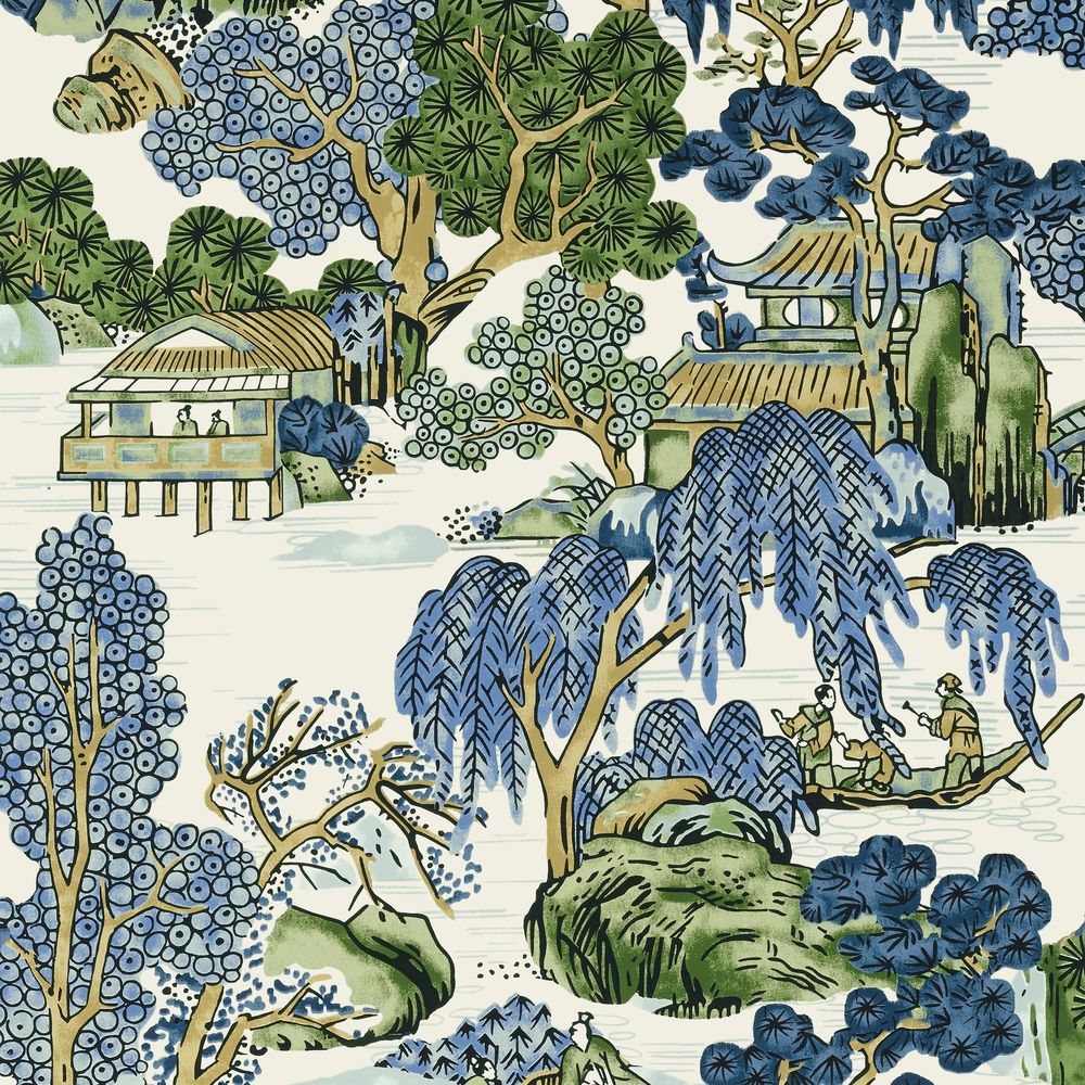 Thibaut Dynasty Asian Scenic T75462 Wallpaper | Naken Interiors